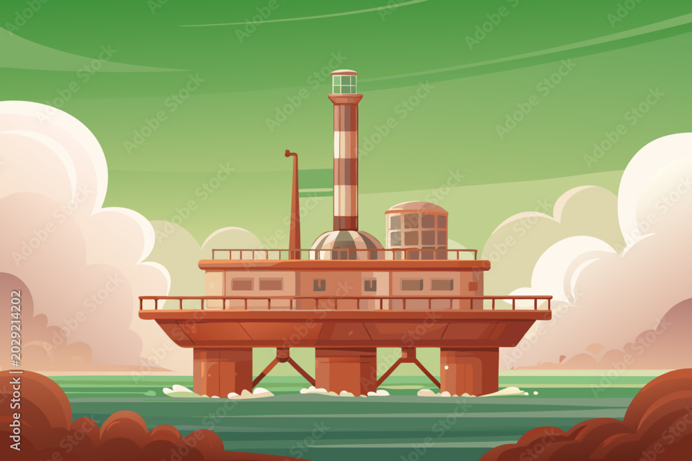 Naklejka premium Futuristic Ocean Thermal Energy Station Background