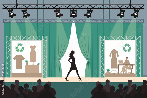 Bild auf Leinwand Futuristic Recycling Fashion Runway Background Wit
