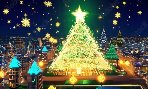 Vibrant digital depiction of Christmas celebrations.