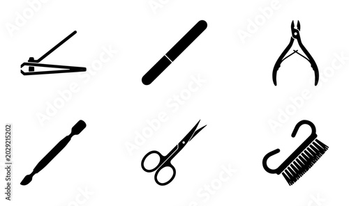 Quadro su tela Manicure and Pedicure Tool Icons Set, Nail Care Equipment Vector Graphics, Beaut