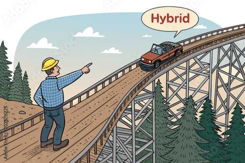 Bilde på lerret Hybrid Steel Wood Coaster Scene With A Cross Sec