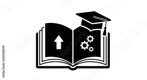 Tableau sur toile Graduation Cap Open Book Learning.