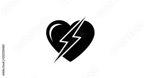 фотографія Black heart with lightning bolt symbol.