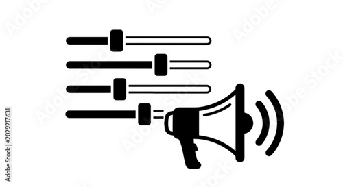 Tableau sur toile Minimalist horizontal equalizer audio slider controls connected directly to mega