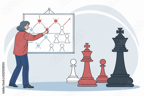 Bild auf Leinwand Pawn Structure Breakdown Scene With A Gm Drawing