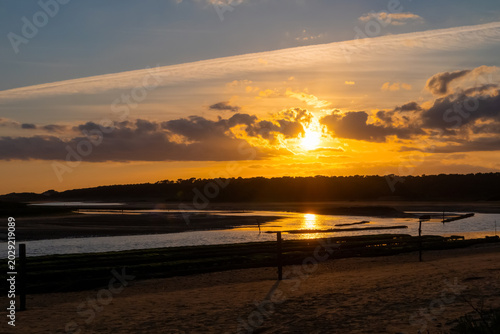 Sunset on the beach of La Guittiere, Talmont-Saint-Hilaire, Vendee, France