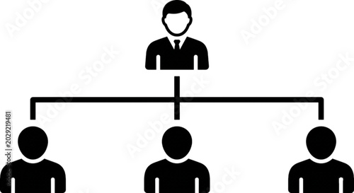 Foto An organizational chart structure vector image depicting corporate leadership and human resources hierarchy with a manager icon supervising three subordinate staff members