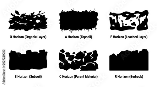 Vászonkép Soil Horizons Vector Icons: Organic, Topsoil, Leached, Subsoil, Parent Material,
