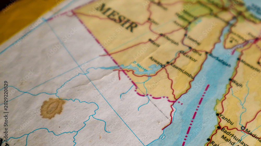 Fototapeta premium Map of Lake Nasser in southern Egypt and northern Sudan.