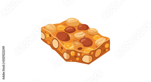 Vector illustration of peanut brittle candy bar with nuts