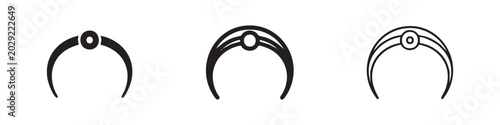 Slika na platnu Headband or hair band icon set in solid, outline, and thin line styles, representing fashion, accessory, and beauty