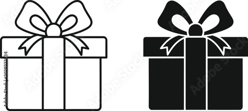 Gift box with bow side by side comparison Vector