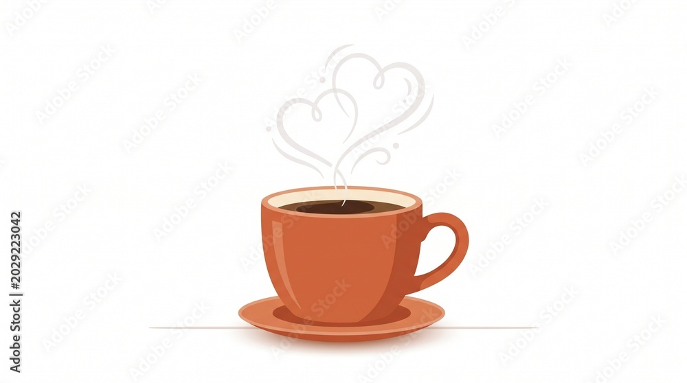 Fototapeta premium Hot Coffee Cup with Rising Steam on Minimalist White Surface in Soft Light