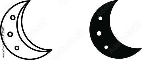 Bild auf Leinwand Waxing and waning crescent moon icons Vector