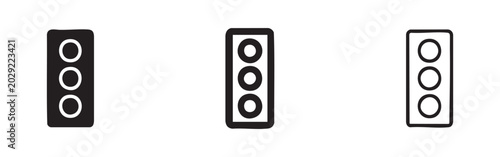 Konstfotografi Set of three traffic light icons in black and outline styles