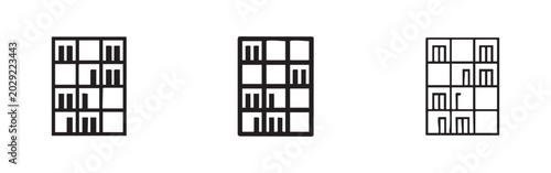 Obraz na plátně Simple Bookshelf Icon Set: Solid, Outline, and Line Art Styles