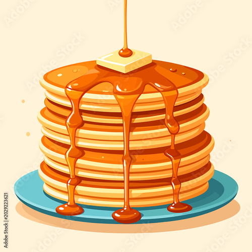 Schilderij op canvas Stack of pancakes with syrup dripping 2.