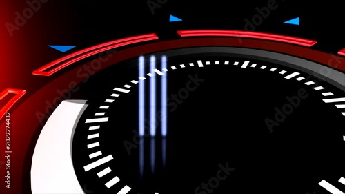 Stylized clock face. Roman Numerals Countdown Clock. Screen for custom text.
A stylized clock face with a rotating time-progress bar counts down through Roman numerals V, IV, III, II, and I. 