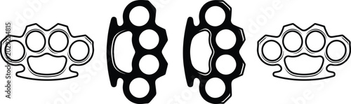 Set of brass knuckles icons, vector illustration