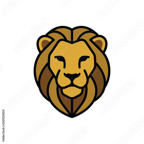 Tableau sur toile Lion Face Closeup Cartoon Illustration.