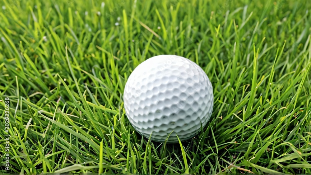 Fototapeta premium Golf Ball on Green Grass Macro