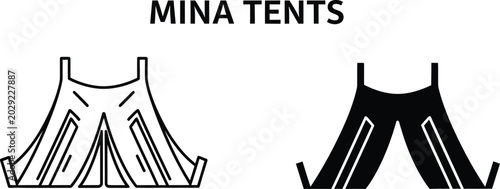 Tableau sur toile Mina tents illustration comparison black and white Vector