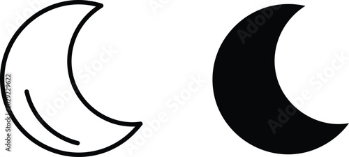 Waxing and waning crescent moon icons