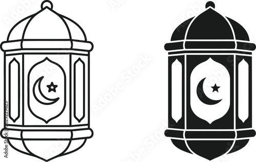 Islamic lantern with crescent moon and star