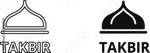 Minimal takbir islamic calligraphy dome logo icons