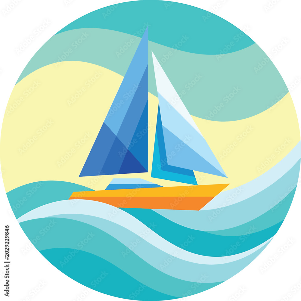 Fototapeta premium Sailboat on Water with Sails.