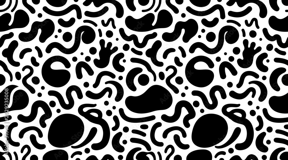 Fototapeta premium Black and white abstract shapes pattern.