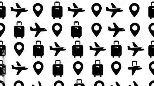 Travel icons on white background.