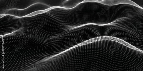 Foto Abstract Black And White Digital Wave Background