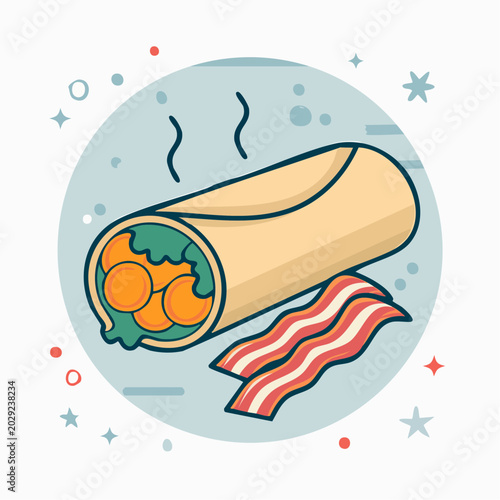 Breakfast Burrito with Bacon Illustration