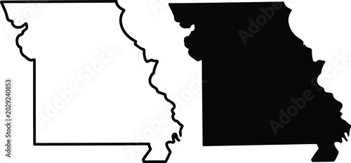 Obraz na płótnie Missouri state map outline and silhouette vector design showing geographic border for education and infographic use