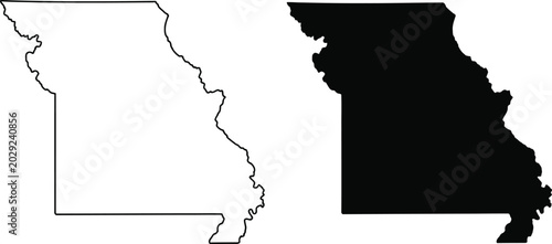 Foto Minimal state map of Missouri USA outline silhouette illustration for geography learning travel and design projects