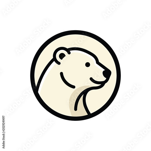 Slika na platnu Bear head in black line art.