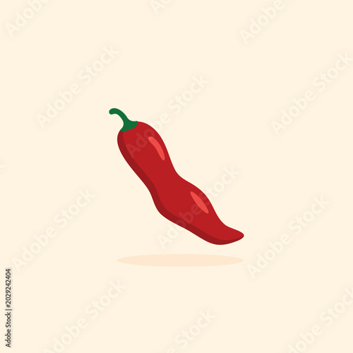 Quadro su tela Vibrant red chili pepper floats softly against pale backdrop