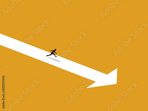 Bilde på lerret businessman ran quickly following the arrow