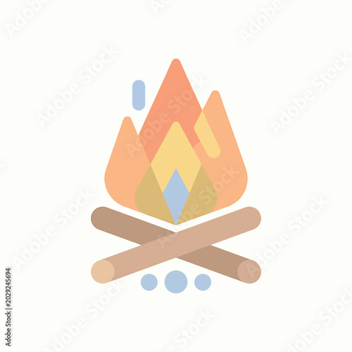Canvastavla Burning Campfire with Crossed Logs.