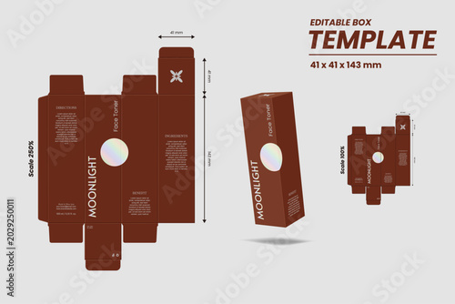 Cosmetic box packaging design moonlight face toner. Serum box packaging face serum skincare.
