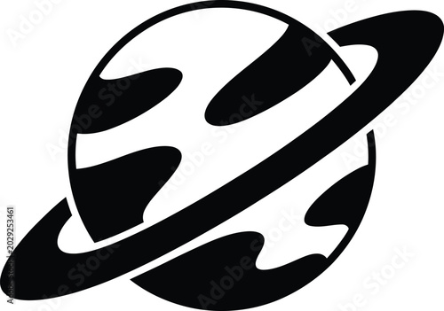 Saturn Planet Icon Black