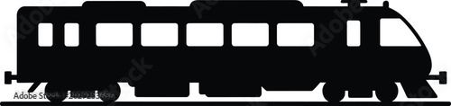 Black Train Silhouette on White Background