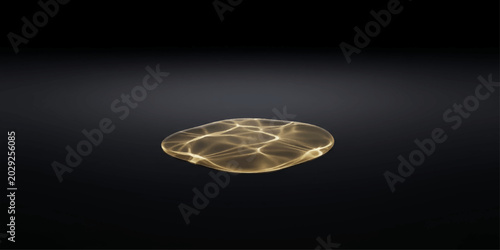 An abstract circular form with a textured surface resembling water ripples catches the light. for background, design, interior, wall art, branding, ui, web