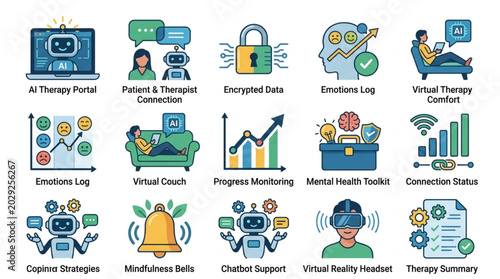 Collection of Technology and Business Icons.