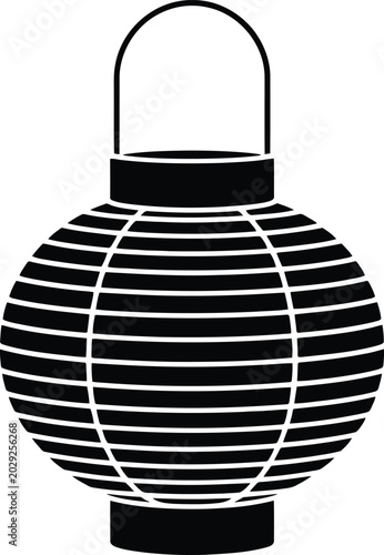 Black Lantern with White Lines Isolated on White