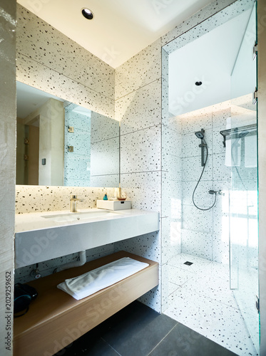 Modern minimalist style guesthouse hotel bathroom toilet
