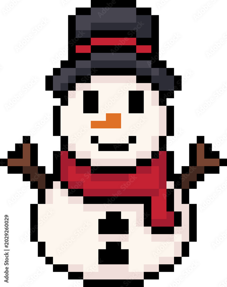 Fototapeta premium Snowman Pixel Art Icon