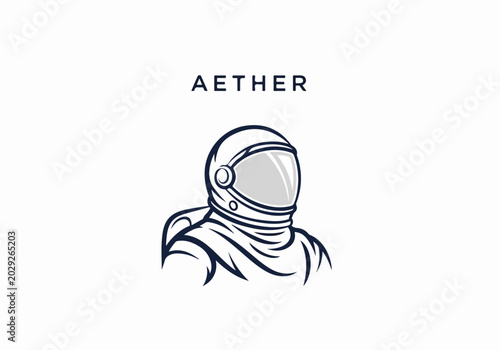 Bold astronaut line logo with striking clean composition