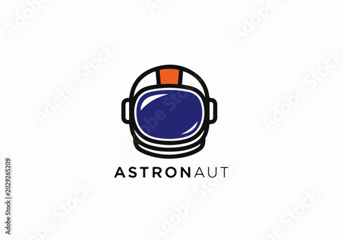Bold astronaut line logo with strong geometric lines
